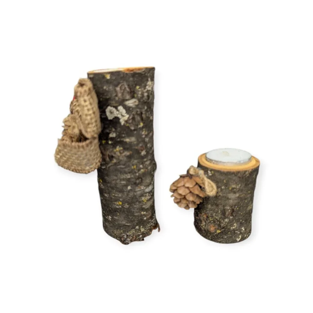 Wood Tea Light Holders Fall Autumn Thanksgiving Winter Decor